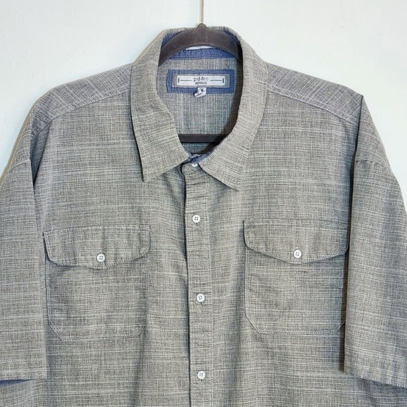 PD & C Gray Short Sleeve Button Down Shirt Size 3X