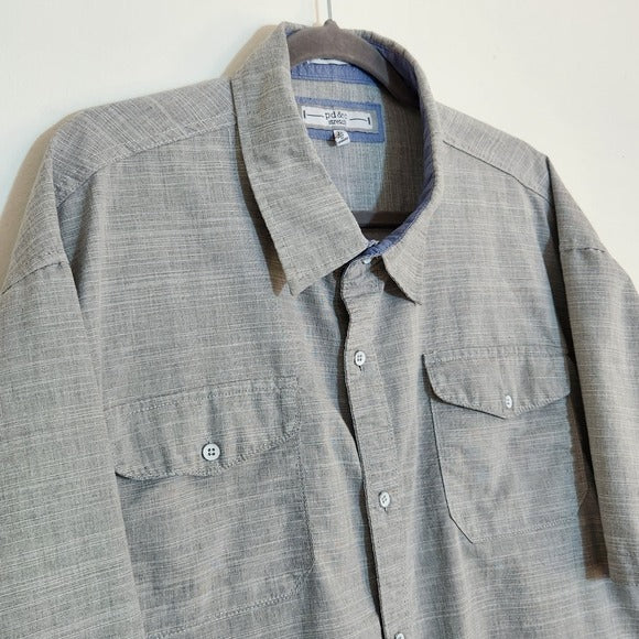 PD & C Gray Short Sleeve Button Down Shirt Size 3X
