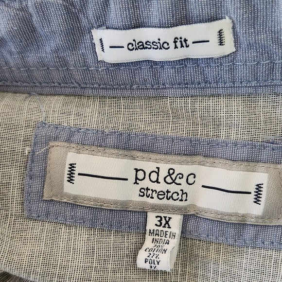 PD & C Gray Short Sleeve Button Down Shirt Size 3X
