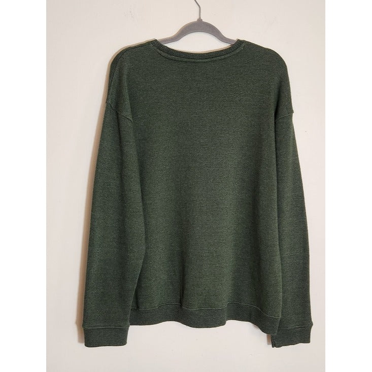 Pacific and Co. Green Textured Knit Crew Neck Sweatshirt Pullover Size Large