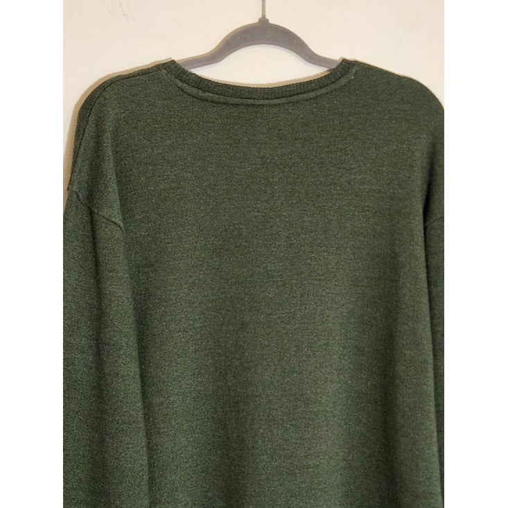 Pacific and Co. Green Textured Knit Crew Neck Sweatshirt Pullover Size Large