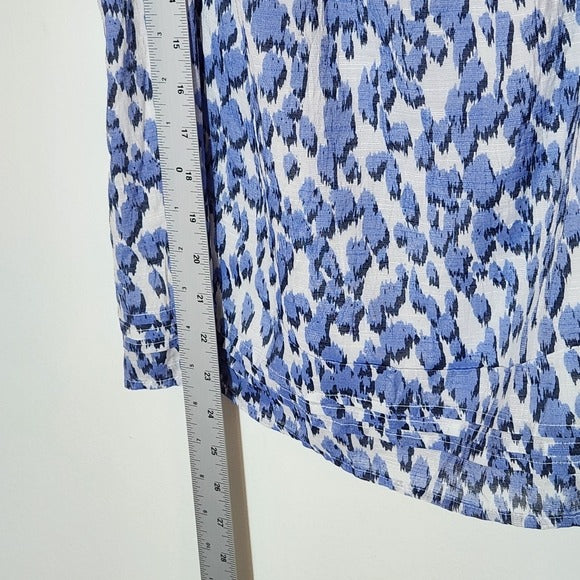 Versona Blue and White Leopard Print Blouse Size Large