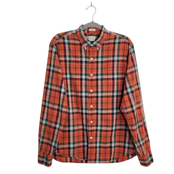 J. Crew Rust Red Plaid Button Down Shirt Size Large
