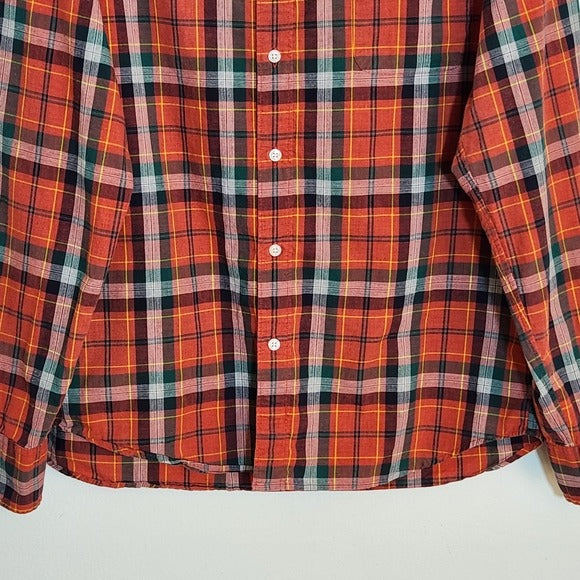 J. Crew Rust Red Plaid Button Down Shirt Size Large