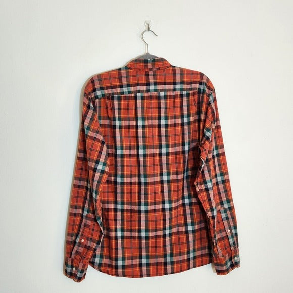 J. Crew Rust Red Plaid Button Down Shirt Size Large