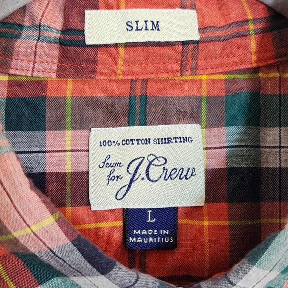 J. Crew Rust Red Plaid Button Down Shirt Size Large