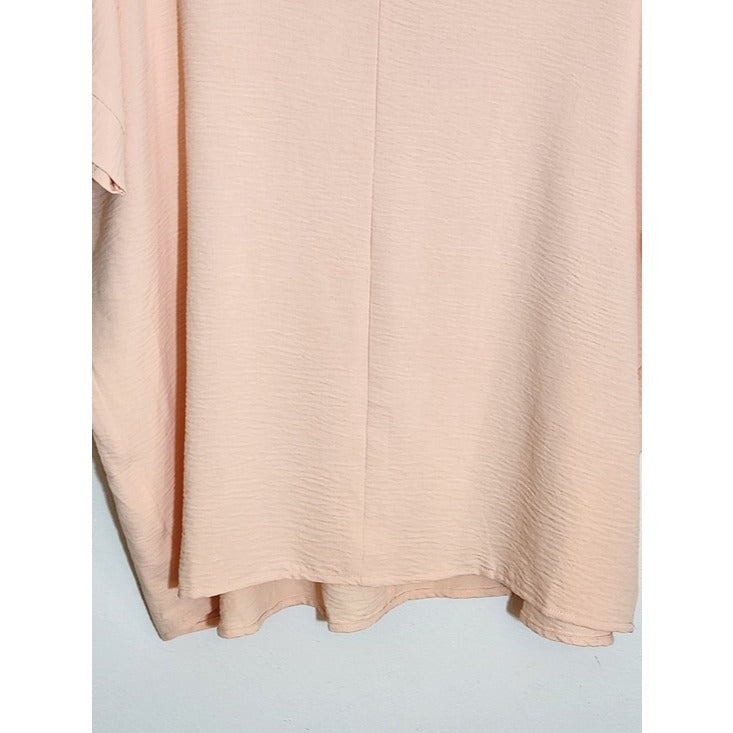 Zenana Pale Peach Blush V-Neck Oversized Blouse Size Small