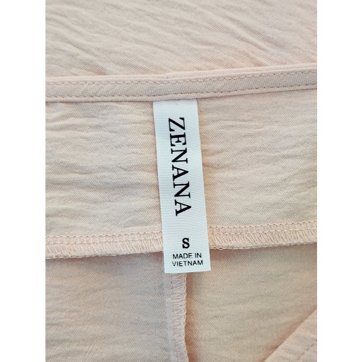 Zenana Pale Peach Blush V-Neck Oversized Blouse Size Small