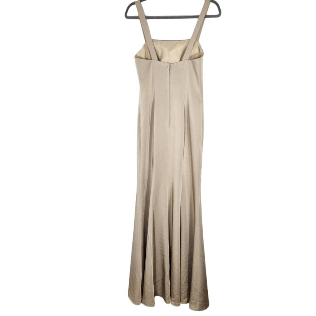 Allure Champagne Sleeveless Formal Mermaid Dress Size 6 Champagne Prom Dress