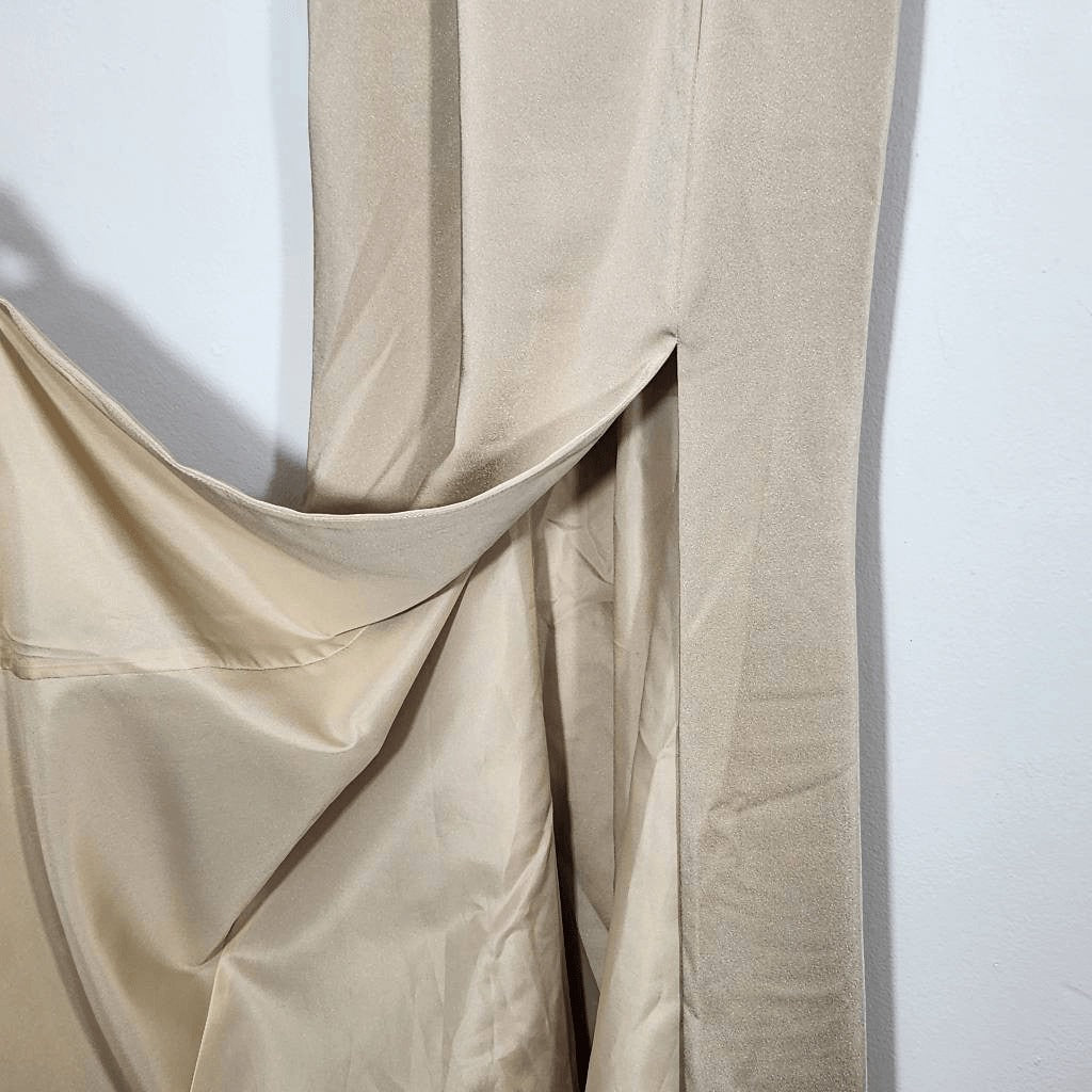 Allure Champagne Sleeveless Formal Mermaid Dress Size 6 Champagne Prom Dress