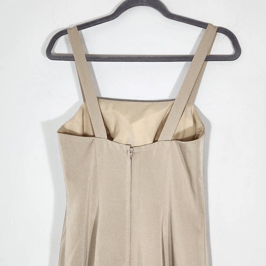 Allure Champagne Sleeveless Formal Mermaid Dress Size 6 Champagne Prom Dress