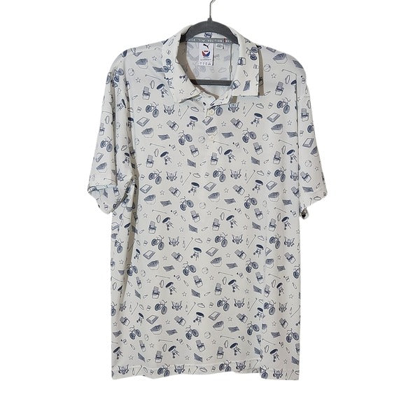 Puma Volition America White Golf Polo with Navy Print Size Large