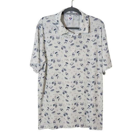 Puma Volition America White Golf Polo with Navy Print Size Large