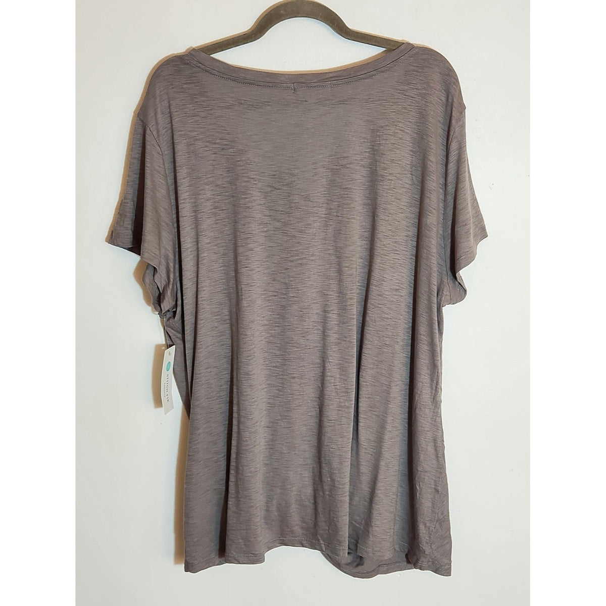 Nine Britton Levie Lightweight Gray Knot Front Short Sleeve Tee Size 2X NWOT