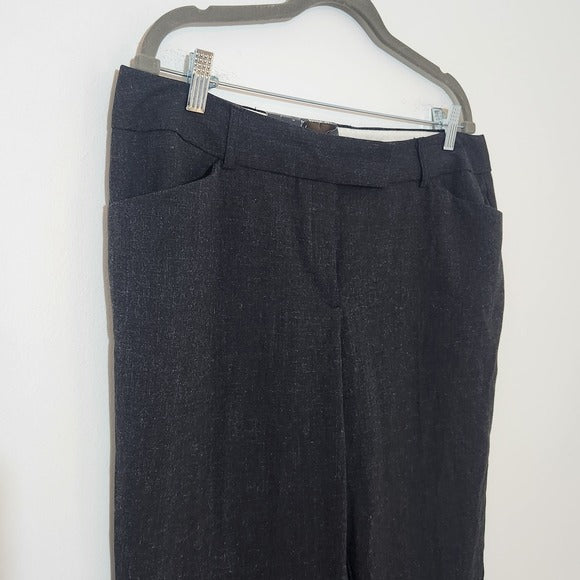 George Charcoal Gray Wide-Leg Dress Pants Size 16 Petite Black Trousers New