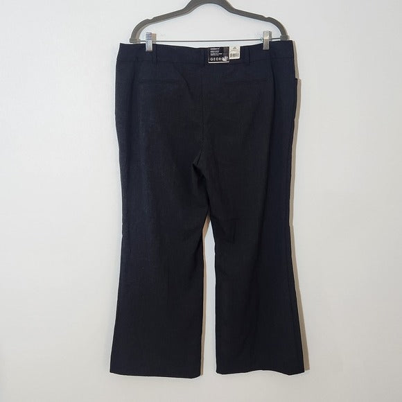 George Charcoal Gray Wide-Leg Dress Pants Size 16 Petite Black Trousers New