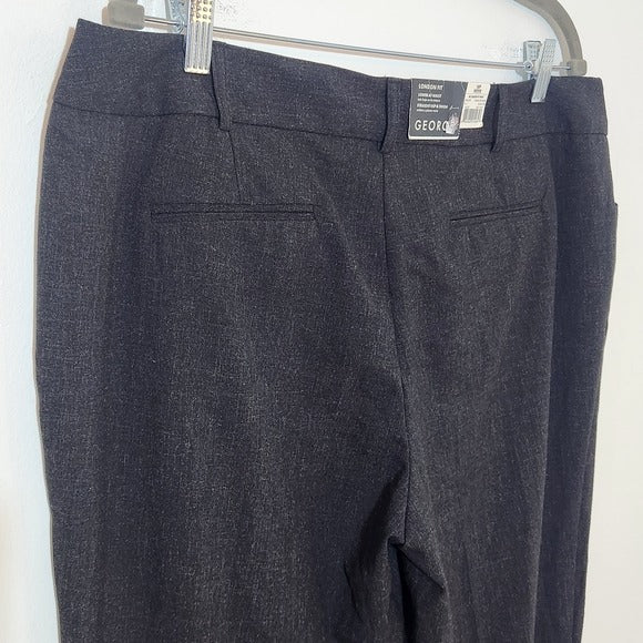 George Charcoal Gray Wide-Leg Dress Pants Size 16 Petite Black Trousers New