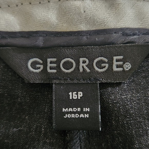 George Charcoal Gray Wide-Leg Dress Pants Size 16 Petite Black Trousers New