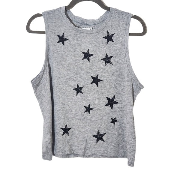 Fifth Sun Gray Tank Top with Stars Size Large Cropped Star Tank Top New