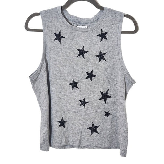 Fifth Sun Gray Tank Top with Stars Size Large Cropped Star Tank Top New