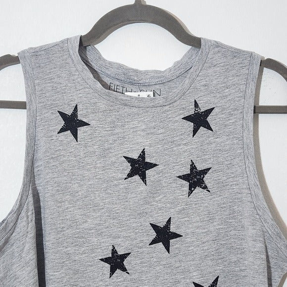 Fifth Sun Gray Tank Top with Stars Size Large Cropped Star Tank Top New