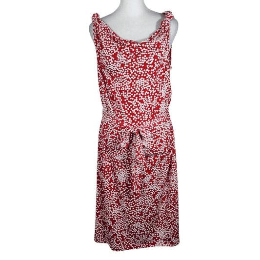Jones New York Red and White Dot Print Sheath Dress Size Medium Party Dress