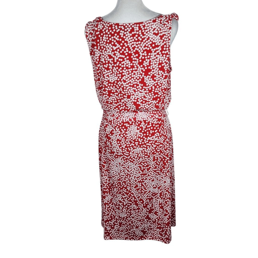 Jones New York Red and White Dot Print Sheath Dress Size Medium Party Dress