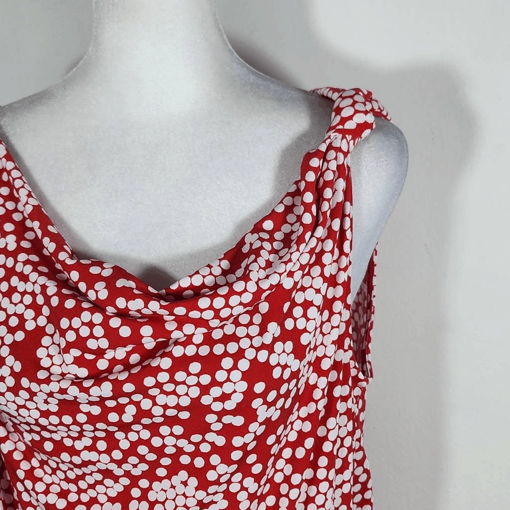 Jones New York Red and White Dot Print Sheath Dress Size Medium Party Dress
