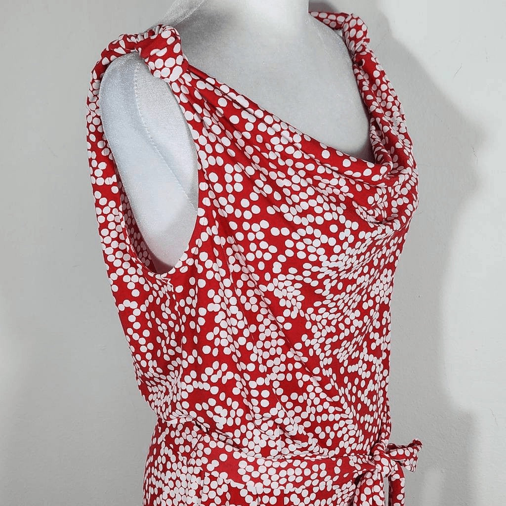 Jones New York Red and White Dot Print Sheath Dress Size Medium Party Dress