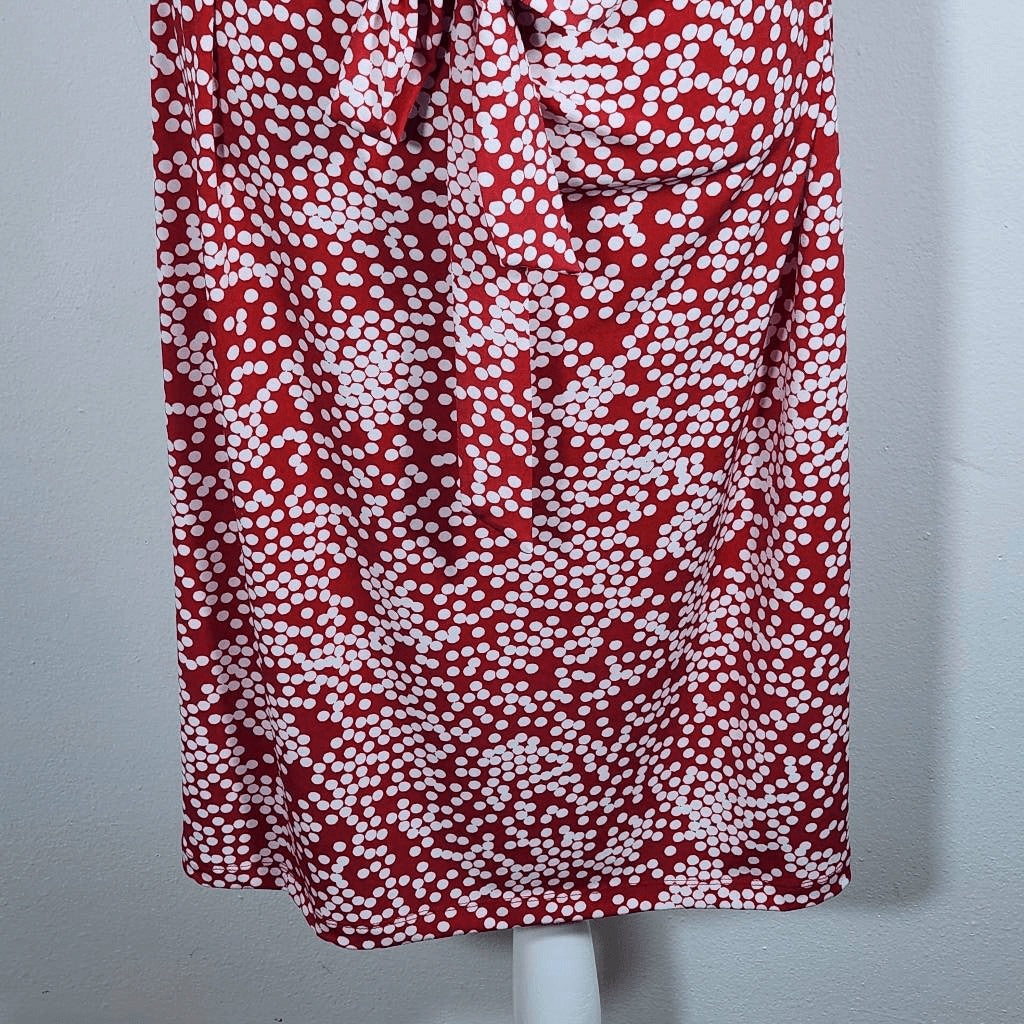 Jones New York Red and White Dot Print Sheath Dress Size Medium Party Dress
