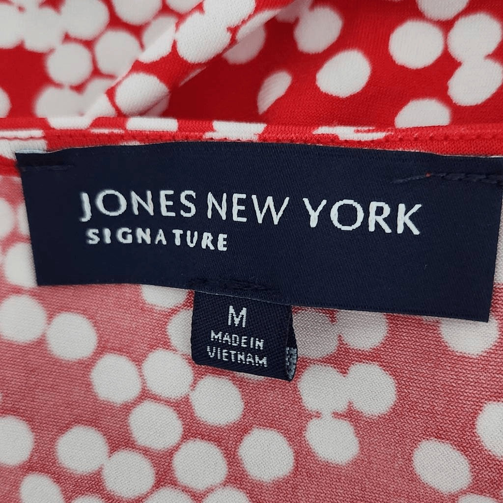 Jones New York Red and White Dot Print Sheath Dress Size Medium Party Dress
