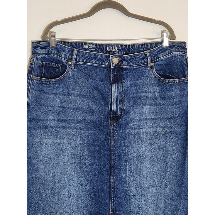 A.N.A High Rise Denim Maxi Skirt Size 16W Long Jean Skirt