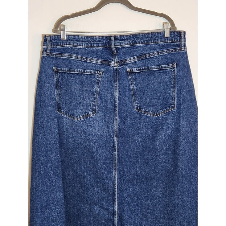 A.N.A High Rise Denim Maxi Skirt Size 16W Long Jean Skirt