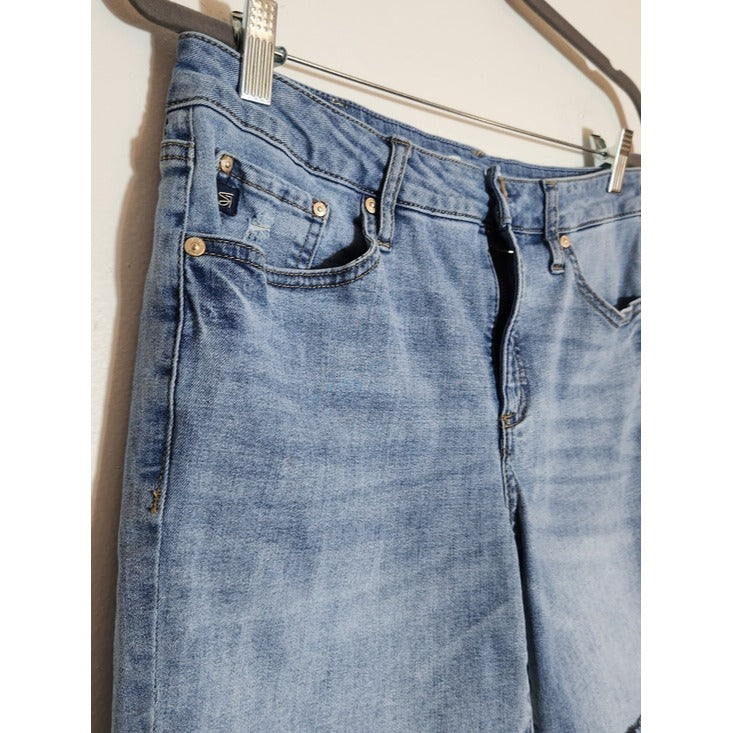 Seven7 Light Wash Distressed Bermuda Jean Shorts Size 8