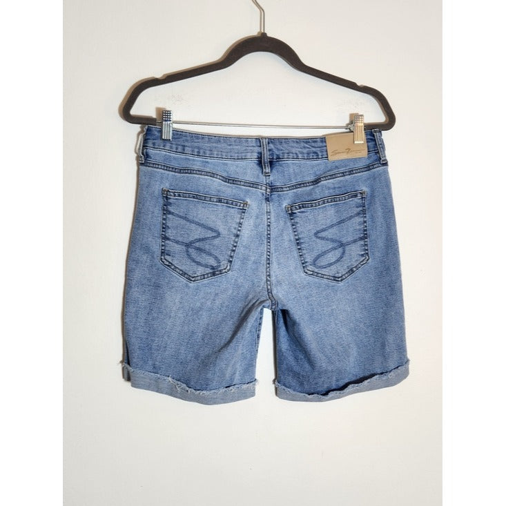 Seven7 Light Wash Distressed Bermuda Jean Shorts Size 8