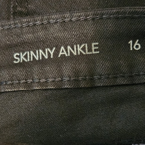 Jennifer Lopez Black Distressed Skinny Ankle Jeans Size 16 NWT