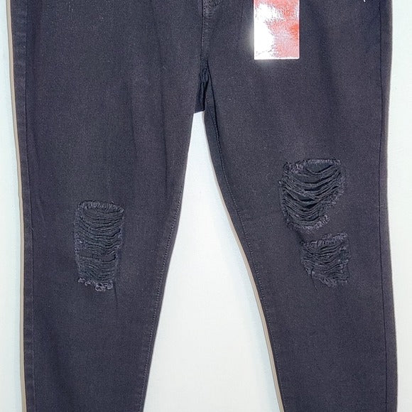 Jennifer Lopez Black Distressed Skinny Ankle Jeans Size 16 NWT