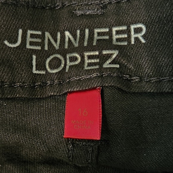 Jennifer Lopez Black Distressed Skinny Ankle Jeans Size 16 NWT