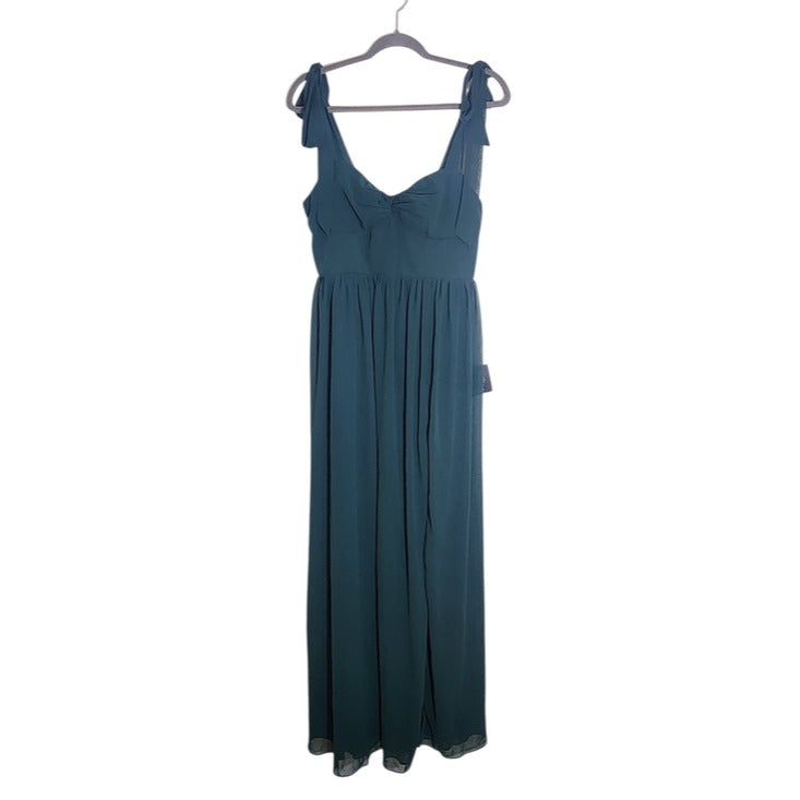Lulus Green Chiffon Formal Dress with Tie Straps Size Large NWT Wedding Guest