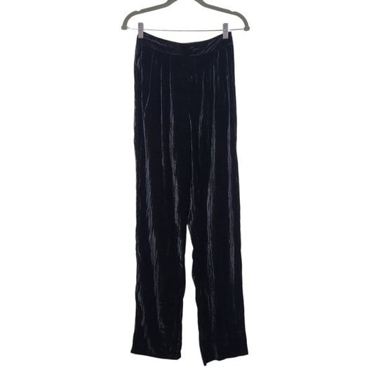 Boohoo Black Velvet Pants NWT Size 2 Tall Black Tapered Crinkle Pants