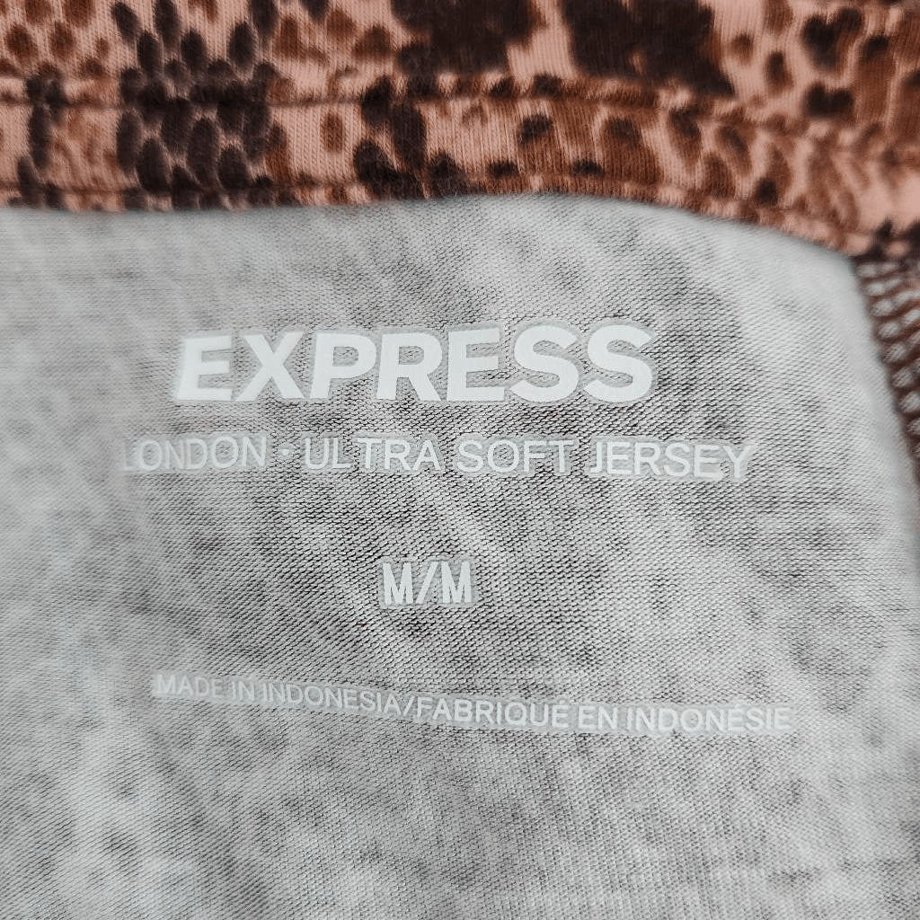 Express Brown Snakeskin Print Long Dolman Sleeve Oversized T-Shirt Size Medium