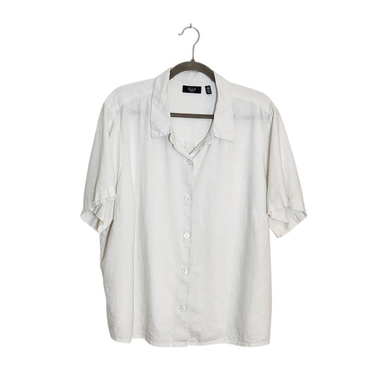 Ella by Rafaella Off White Linen Blend Button Down Shirt Size 2X