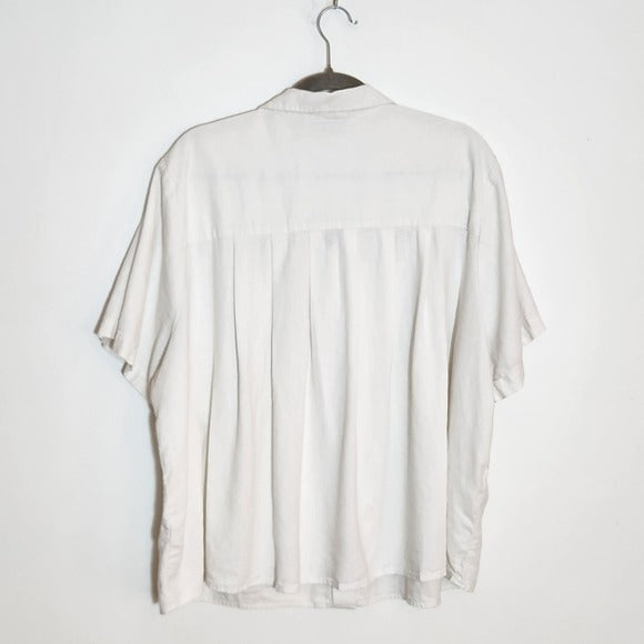 Ella by Rafaella Off White Linen Blend Button Down Shirt Size 2X
