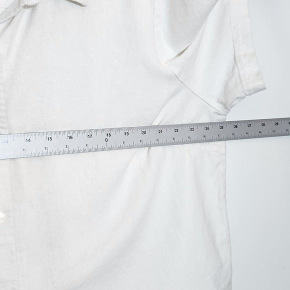 Ella by Rafaella Off White Linen Blend Button Down Shirt Size 2X