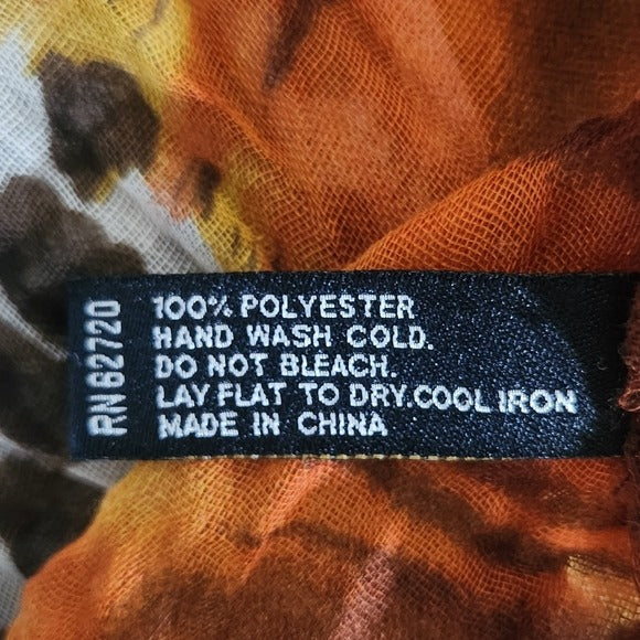 Accessory Street Yellow and Brown Print Boho Woven Scarf 40 X 68