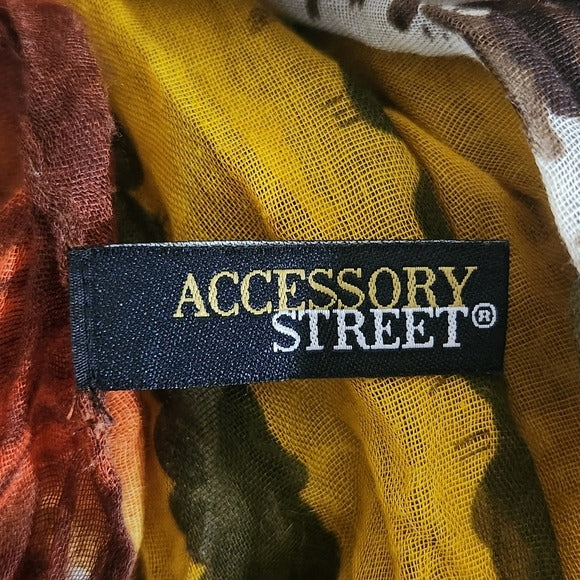 Accessory Street Yellow and Brown Print Boho Woven Scarf 40 X 68