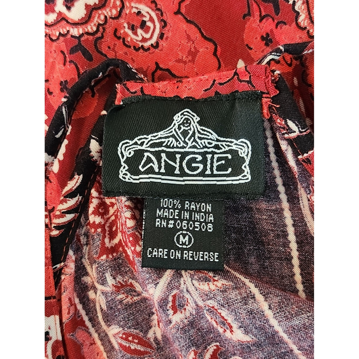 Angie Red and Black Boho Print Strappy Back Mini Dress NWT Size Medium