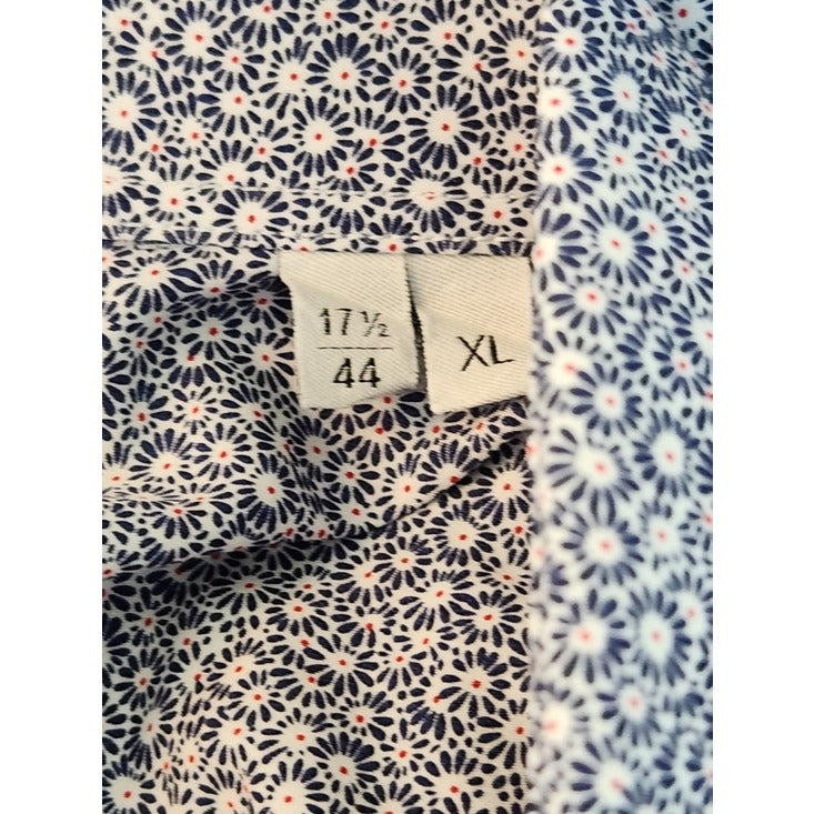 Culturata Mens Blue Floral Print Dress Shirt Size XL 17.5/44
