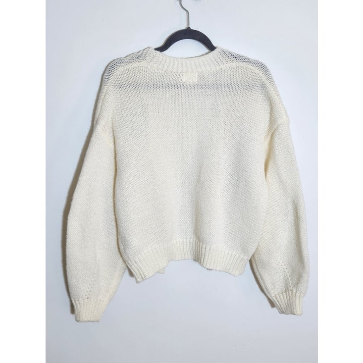 Luna Ivy Cream Open Cardigan Sweater with Butterfly Detail Size Small