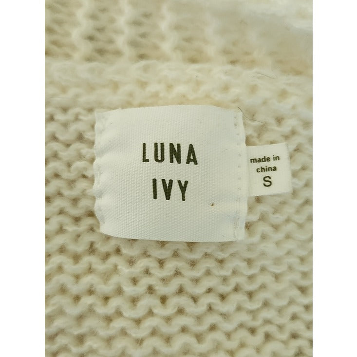 Luna Ivy Cream Open Cardigan Sweater with Butterfly Detail Size Small